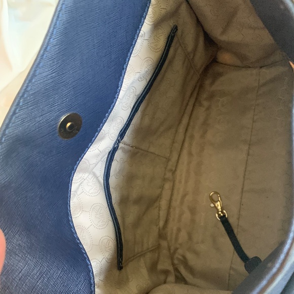 Michael Kors Navy Blue Hamilton Studded Leather Large Tote Handbag - Picture 8 of 12